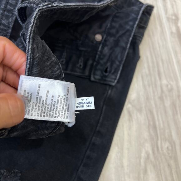 American Eagle Black Jean Denim Cut off Mini Skirt size Button Fly 00 - Picture 8 of 8